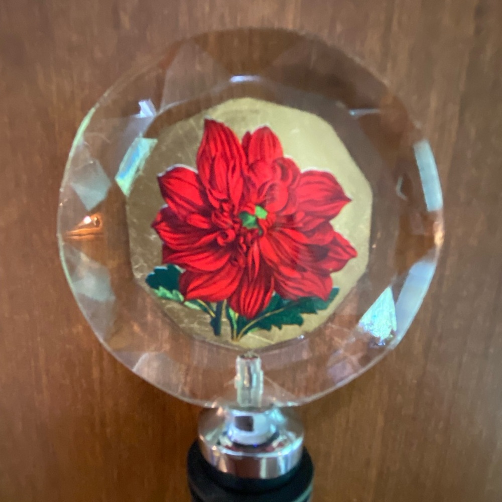 Red flower wine bottle stopper NWOT - Picture 4 of 6
